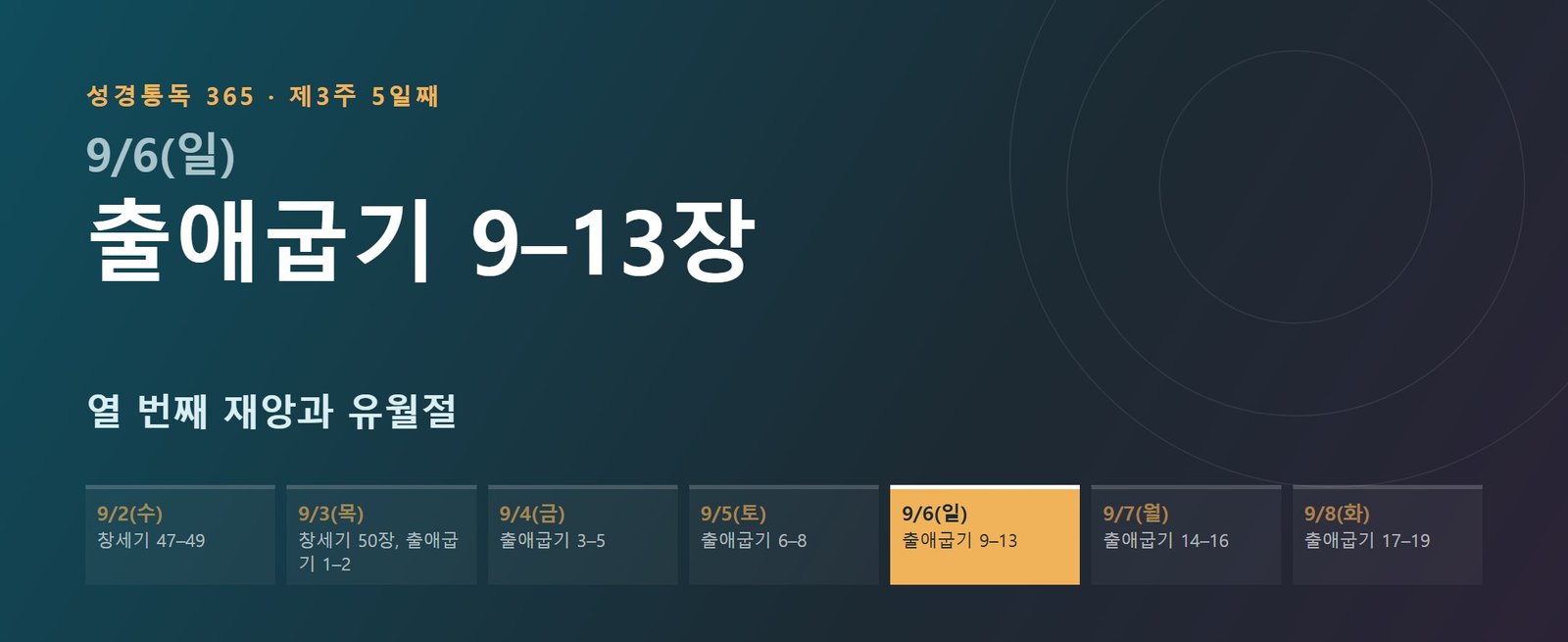 출애굽기 9–13장 성경통독 학습 대문 이미지