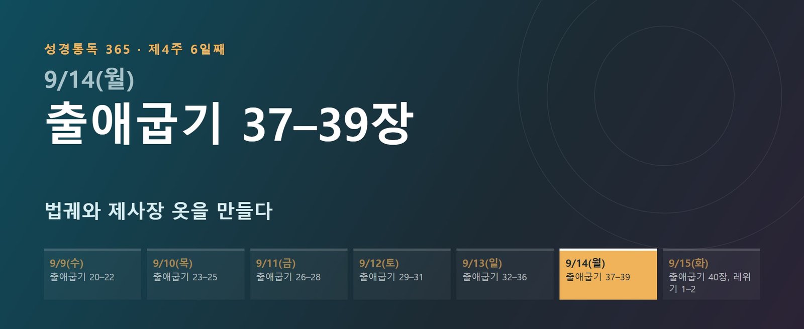출애굽기 37–39장 성경통독 해설 — 법궤와 제사장 옷을 만들다 (제4주 6일째)