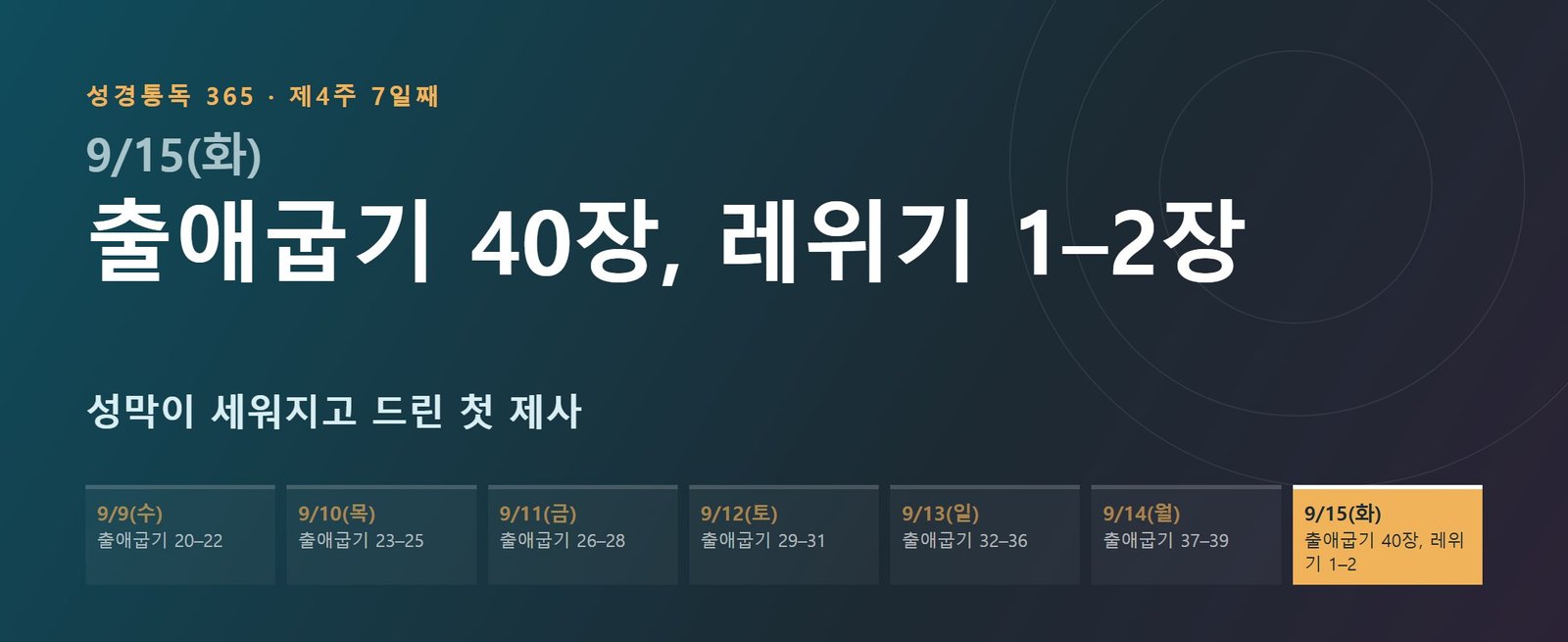 출애굽기 40장, 레위기 1–2장 성경통독 학습 대문 이미지