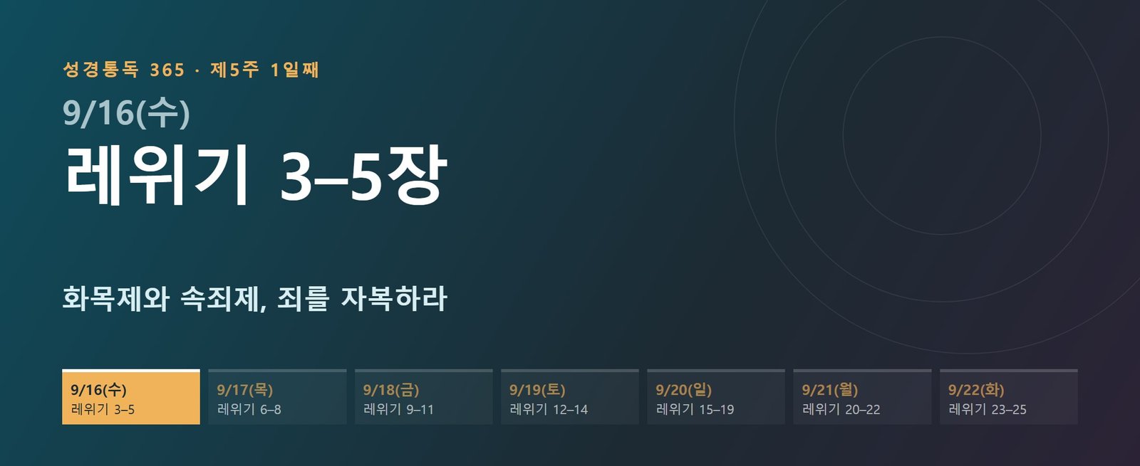 레위기 3–5장 성경통독 해설 — 화목제와 속죄제, 죄를 자복하라 (제5주 1일째)