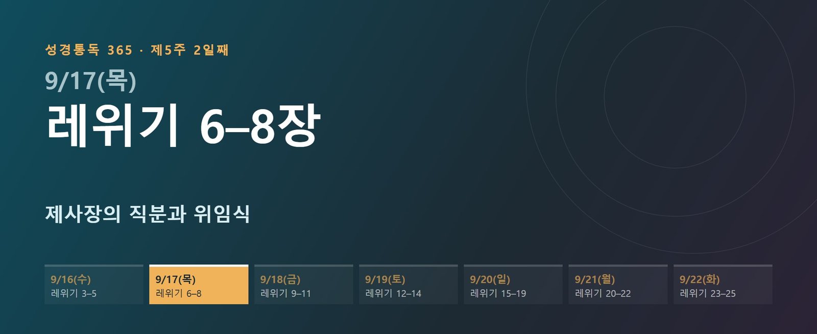 레위기 6–8장 성경통독 학습 대문 이미지