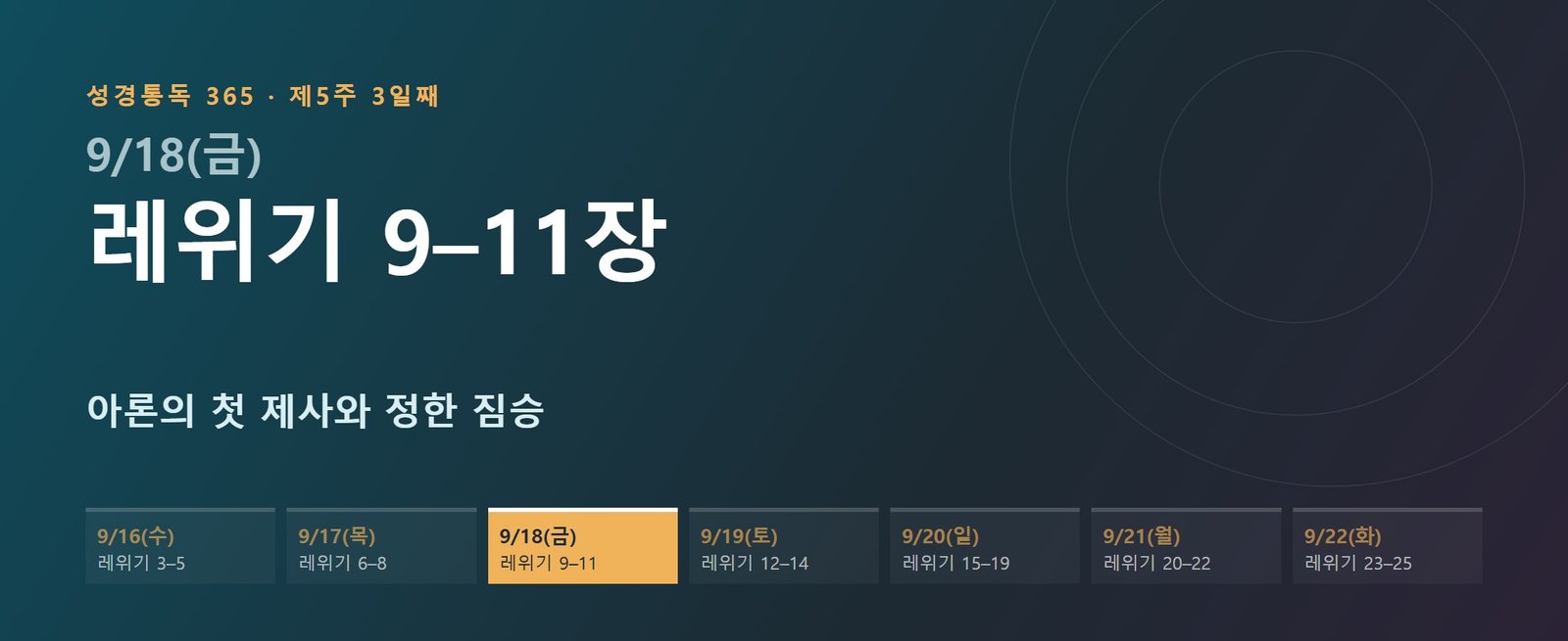 레위기 9–11장 성경통독 학습 대문 이미지