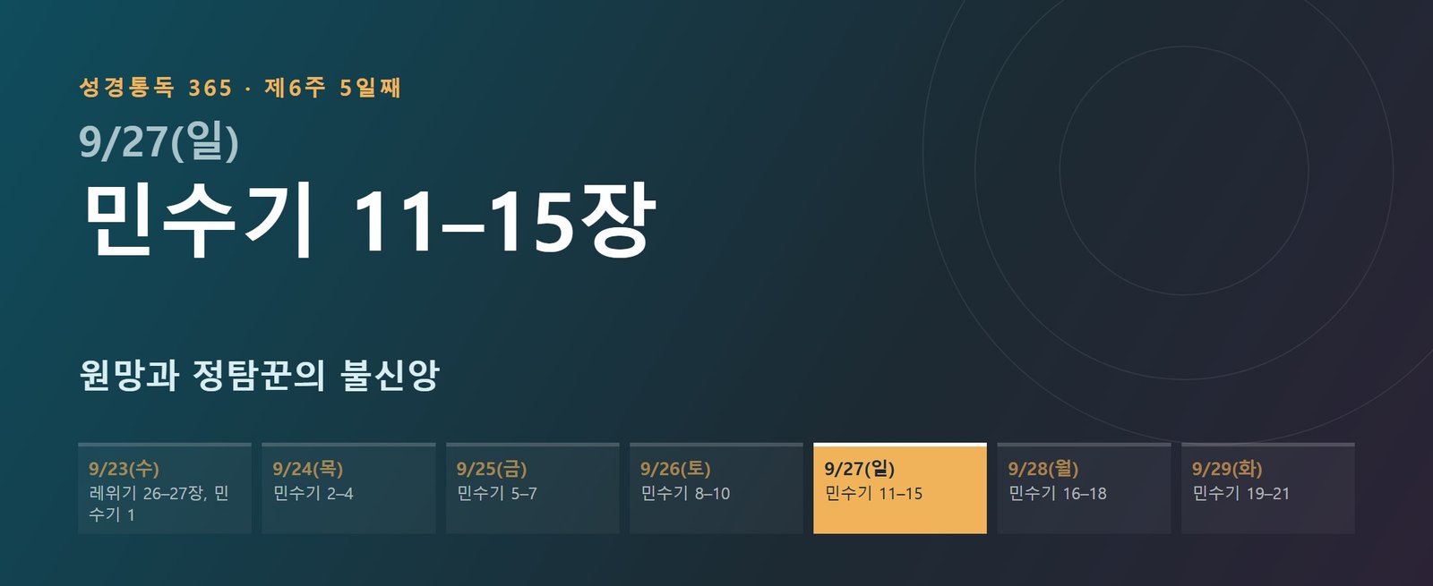 민수기 11–15장 성경통독 학습 대문 이미지