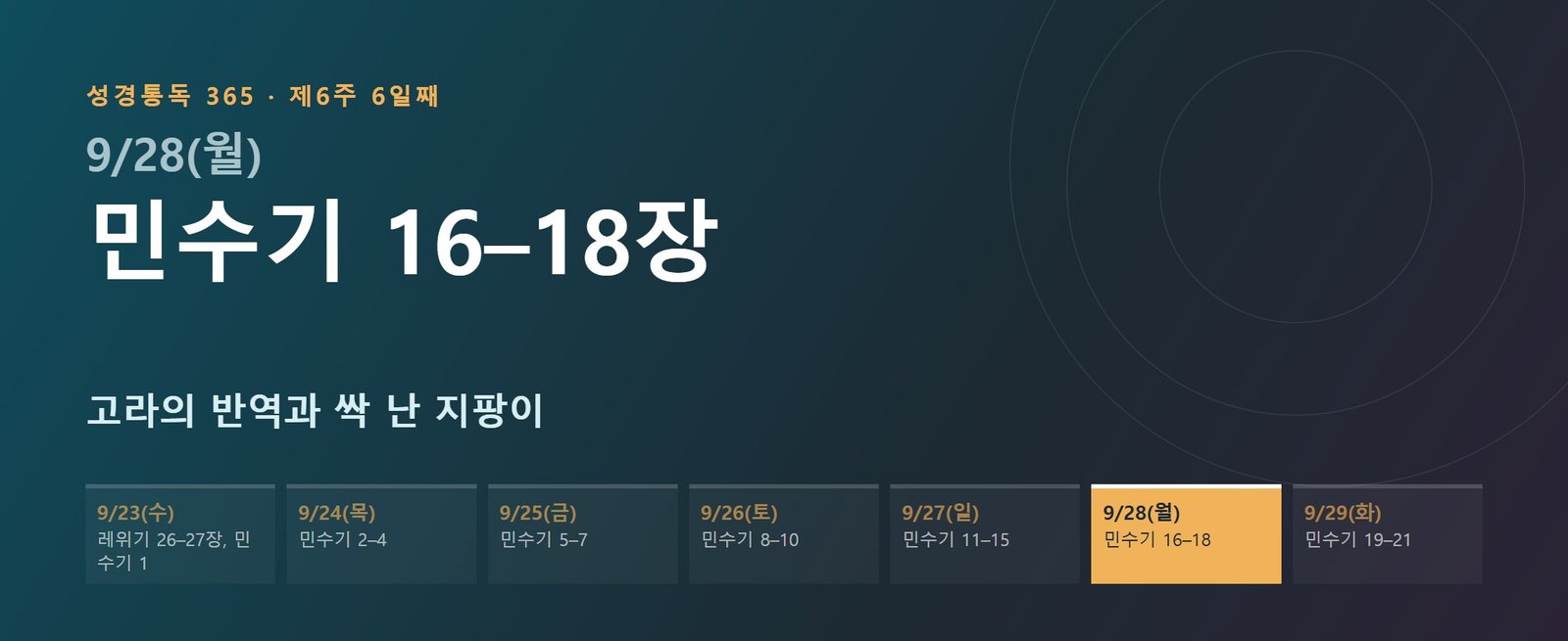 민수기 16–18장 성경통독 학습 대문 이미지