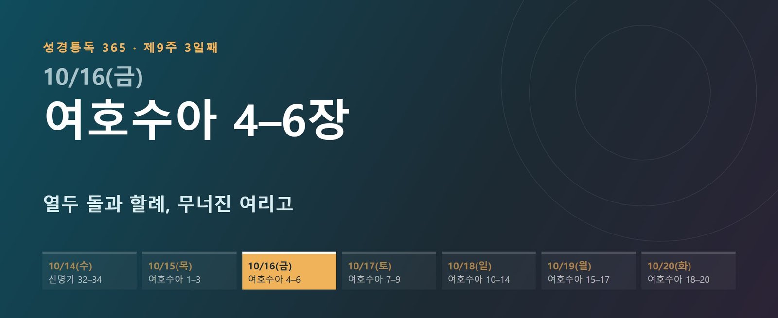 여호수아 4–6장 성경통독 해설 — 열두 돌과 할례, 무너진 여리고 (제9주 3일째)